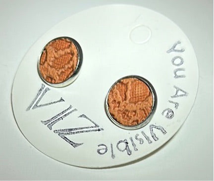 Silver Studs w/ Orange Lace Pattern