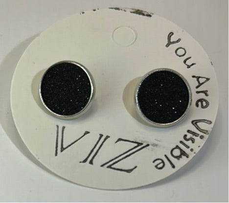 Silver Studs w/ Black Sparkle