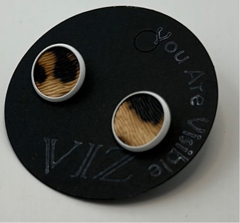 White Studs w/ Cheetah