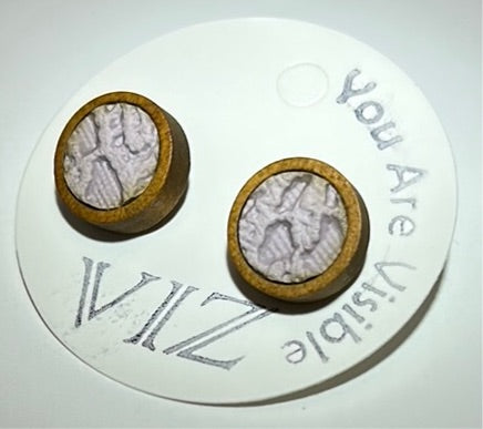 Wood Studs w/ Purple Lace Pattern