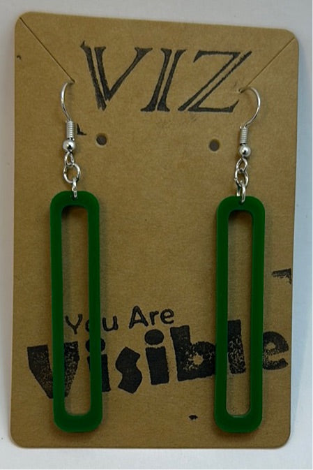 3” Dangle: Dark Green Acrylic w/ Silver Hardware