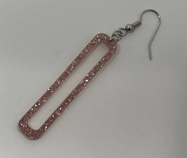 3” Dangles: Pink, Glitter, Transparent, Acrylic w/ Silver Hardware