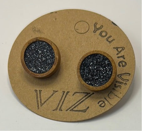 Wood Studs w/ Black Sparkle