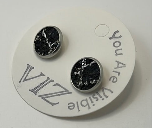 Silver Studs w/ Black and Silver Snake Pattern