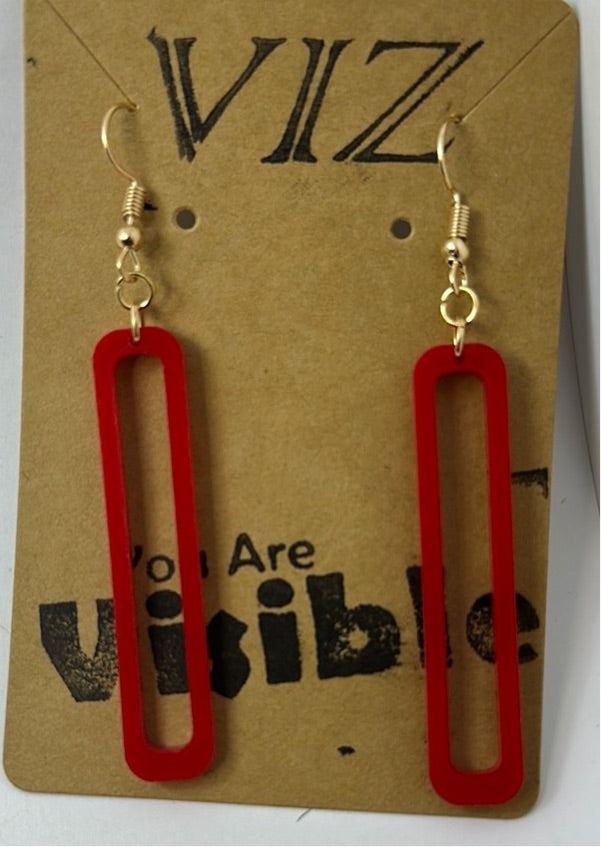 3” Dangles: Red Acrylic w/ Gold Hardware