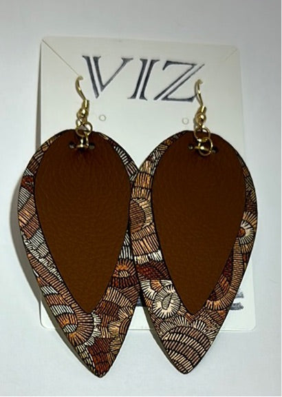 3” Dangle Earrings: Brown Paisley w/ Brown