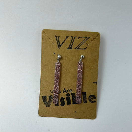 1.5” Studded Dangles: Transparent, Pink, Silver Glitter Acrylic w/ Silver Hardware